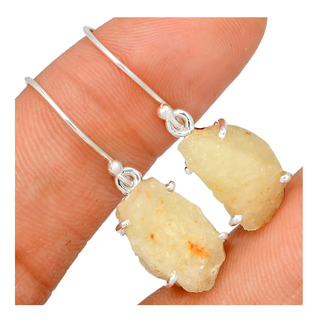 Серьги-кольца из стерлингового серебра женские серьги с серебряным покрытием и Индийским ливийским пустынным стеклом массивные от индийского продавца