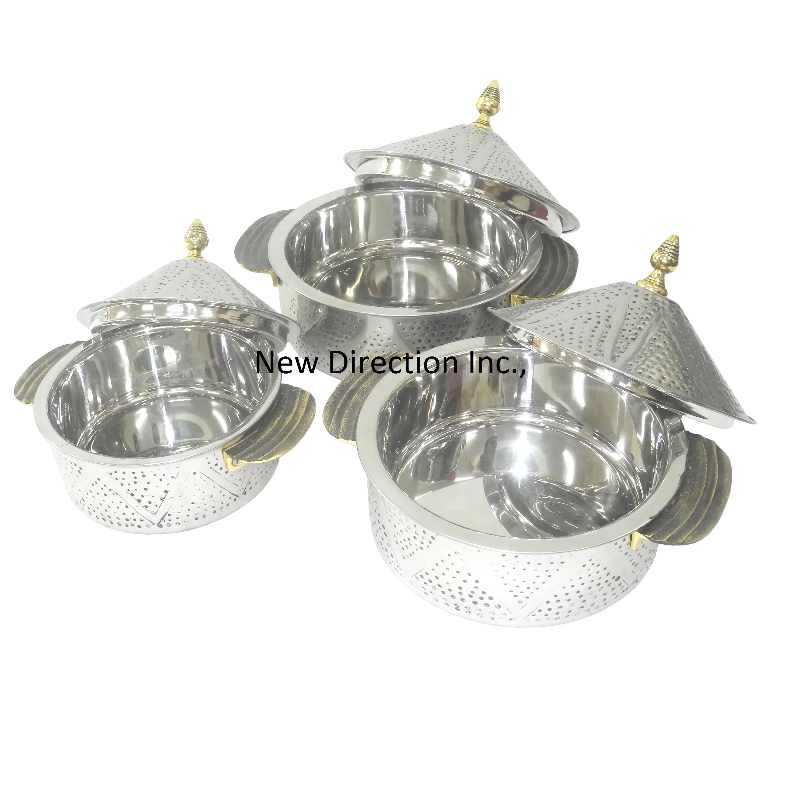 Набор из 3 предметов ручной работы с изолированным горячим горшком нержавеющей стали сервировочный горячий горшок