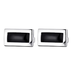 Wholesale Elegance Jewelry 925 Sterling Silver Noble Cufflinks with Black Rectangle onyx For Men