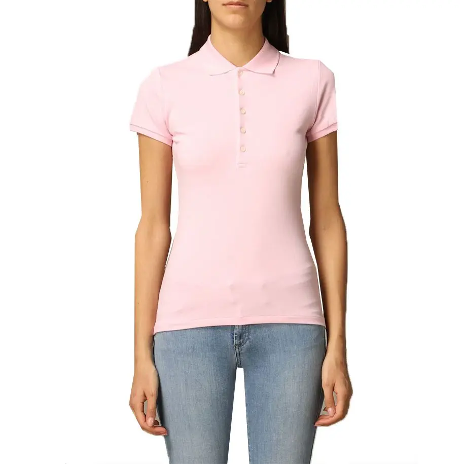  Повседневная одежда рубашки для гольфа женщин в детском стиле розовый цвет рукава до локтя с личным логотипом