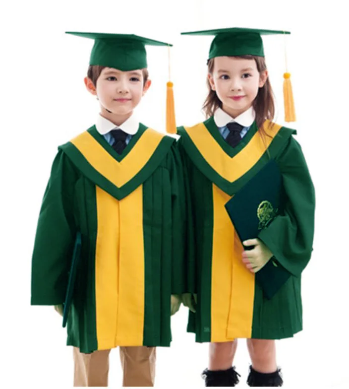Customized Kids High Quality School Graduation Gown and Cap Uniform Children Preschool Graduation Gown Uniforms for kindergarten