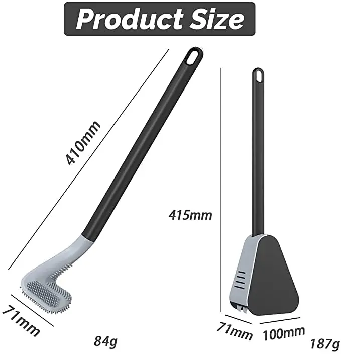 Toilet Bowl Brush Head with Silicone Bristles Golf Toilet Brush and Holder Set