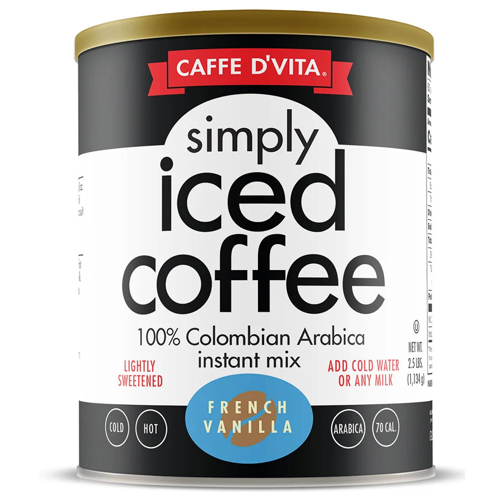 Caffe D Vita French Vanilla Coffee Simply  Brew Cold Coffee Powder  Drink Mix 16 oz Ice Coffee