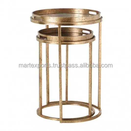 2023 new aluminium set of 2 tray top nesting side tables coffee table for your living room home decor luxury furniture set