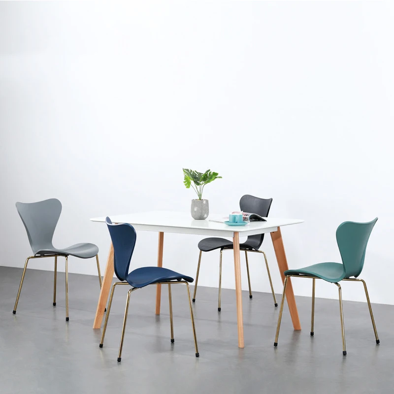 Wholesale home furniture fancy Chair Nordic Multicolor stacking hard plastic dining chair with metal legs