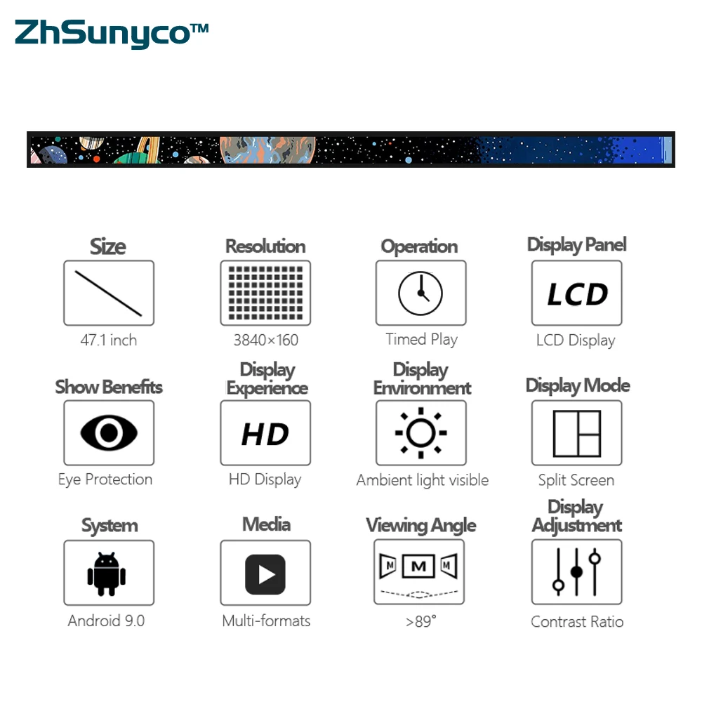 Suny 47.1Inch Stretch Lcd And Advertising Monitor Shelf Edge High Definition For Shop