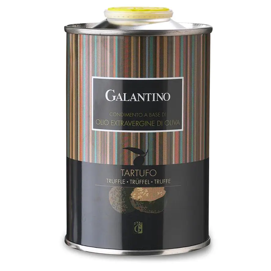 Натуральное ароматизированное Экстра натуральное оливковое масло и трюфель, олово 250 Galantino для повязки и готовки, 250 мл, Италия
