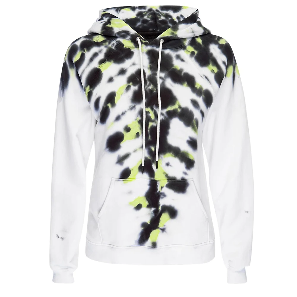 Высококачественный пуловер с капюшоном и принтом на завязках