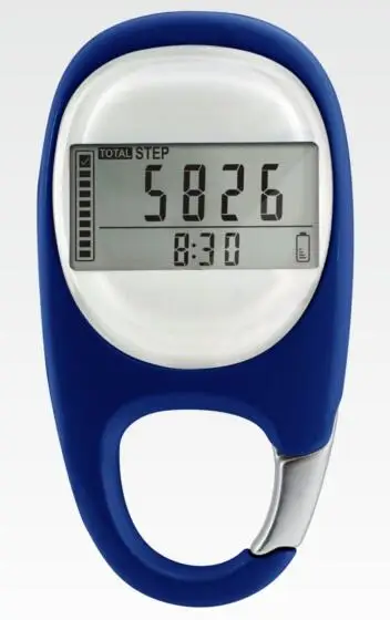 3D Sensor Multifunction Carabiner Pedometer with Goal Tracker and Memory bulti-in Clip 10 Step Error Step Correction