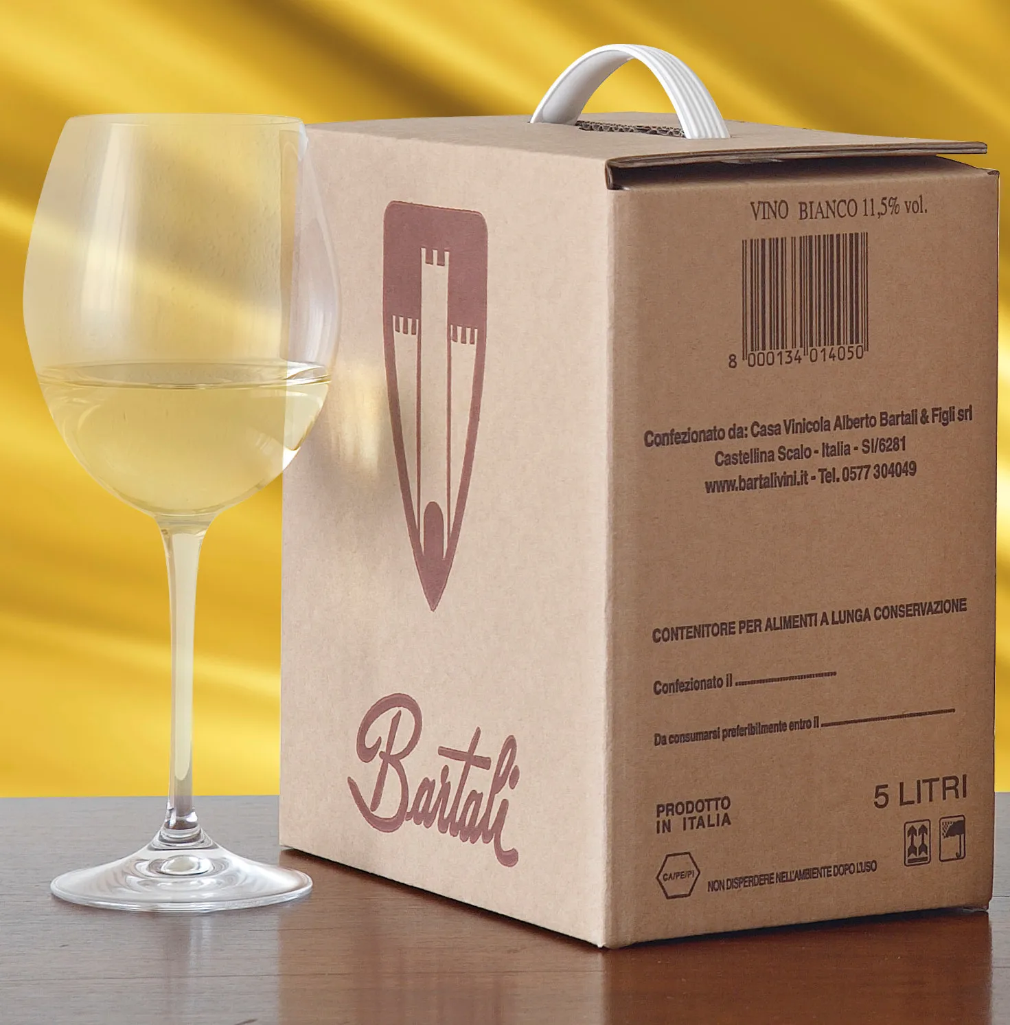 Сделанная в Италии сумка Antico блазон Bianco премиум-класса Тоскана в коробке 5 литров сухого белого вина