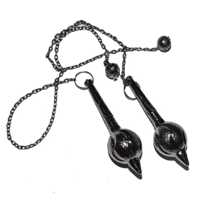 Tiny 3 Isis Black Metal Pendulums with Chakra Chain