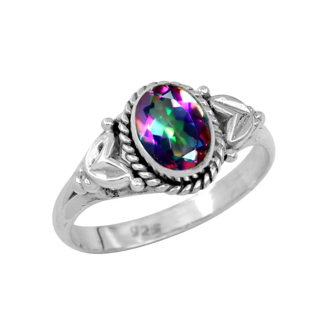 925 стерлингового серебра Мистический топаз драгоценный камень кольцо медитации гравировкой Непоседа беспокоиться Йога Скрипка ювелирные изделия ручной работы тревога c логотипом отличный подарок