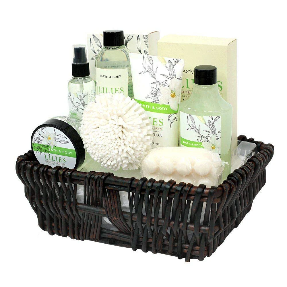 Wholesale Customized Fragrance 10Pcs Body Care Bath Set Holiday Gift Set Bath Basket Gift Set