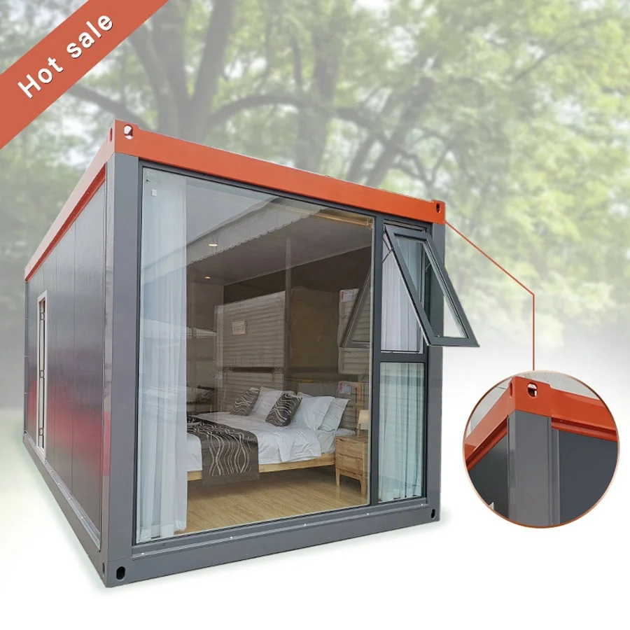 Sandwich Panel Prefabricated Container Home House 1 Bedroom Light Steel Flat Pack Tiny Prefab Contener House Modular Cabins
