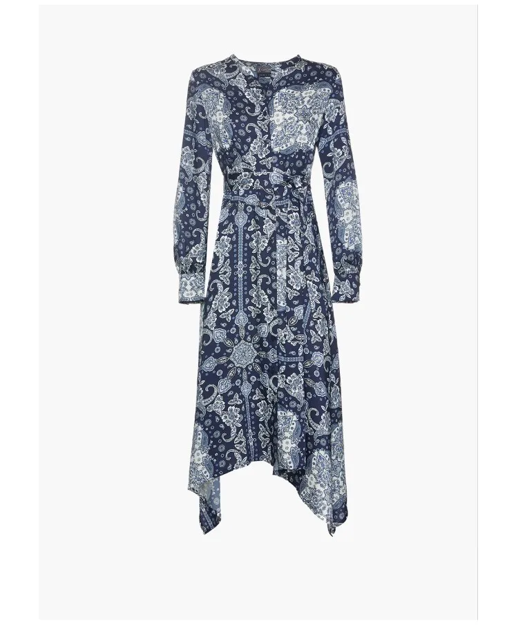 Italian Chemisier Dress in Twill Fabric|Paisley Pattern | Women Fashion | Made in Italy