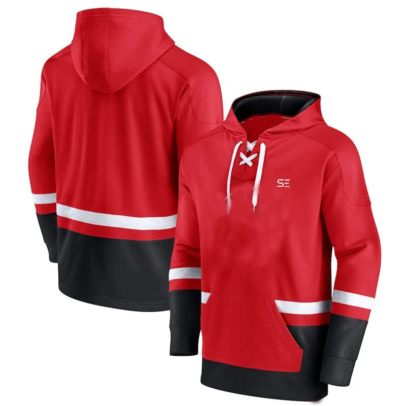 oversized laced collar ice hockey tracksuit training clothes warm up custom ice hockey hoodies 2023