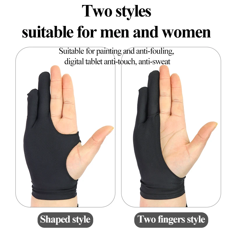 Mikailan XS/S/M/L  Black Artist smudge guard Glove Two Finger Drawing Glove Reduce Friction Great for Right & Left Hand