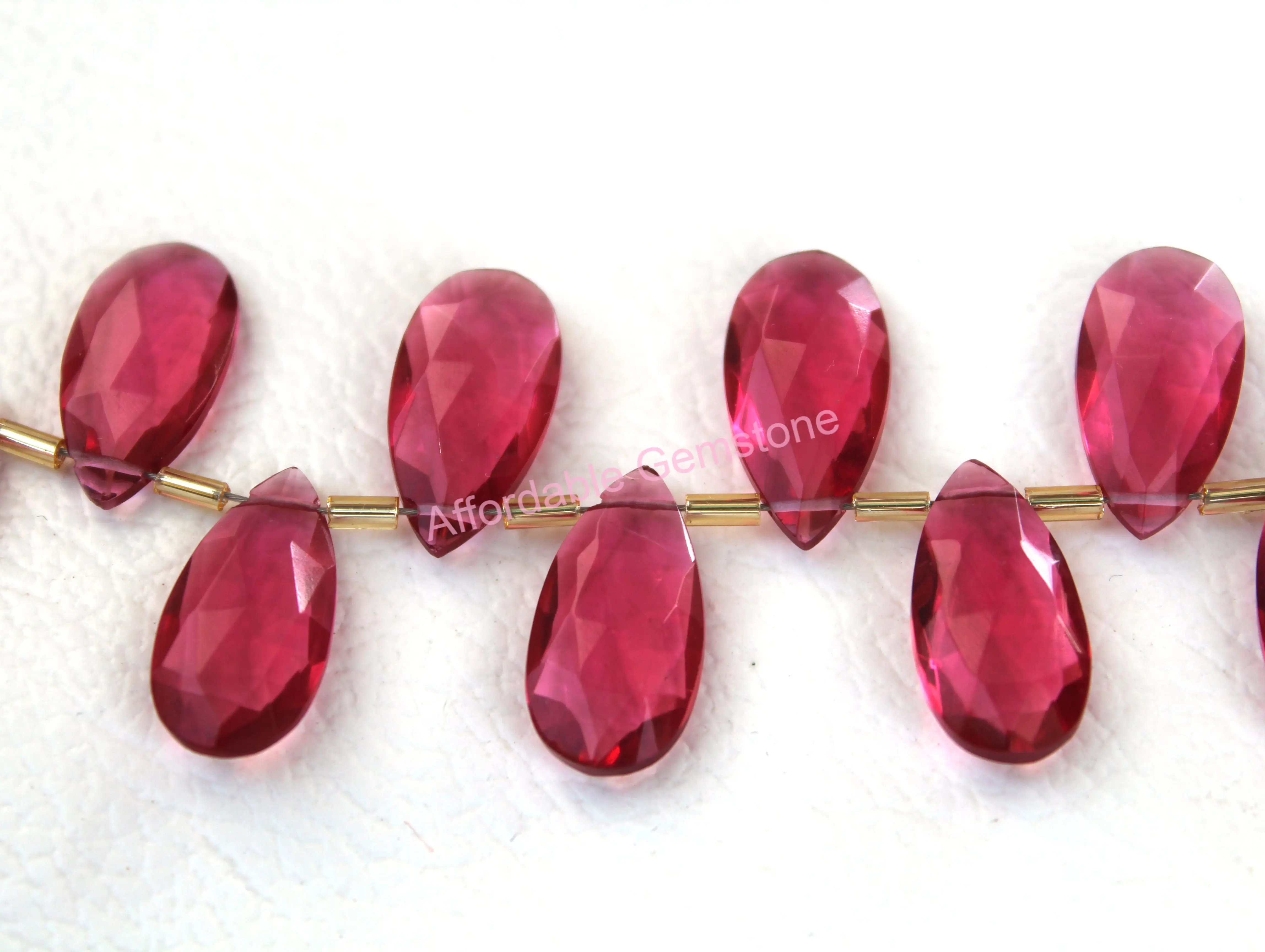 Ruby lite quartz  pear shape good quality raw gemstone polished gemstones faceted beads handmade gems affordable gems
