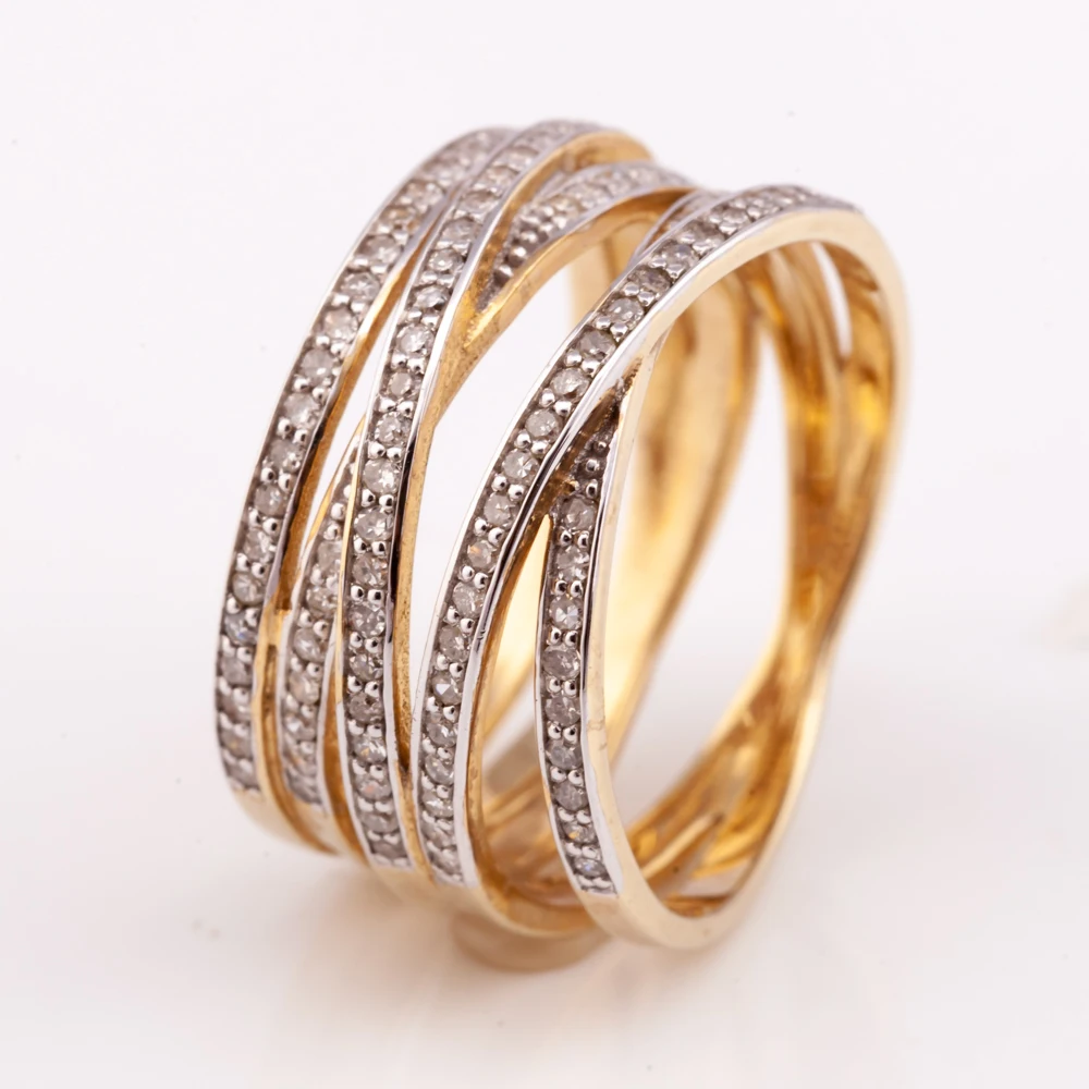 minimal twist diamond ring with 14K gold plated silver 925 material can be customize high quality factory price