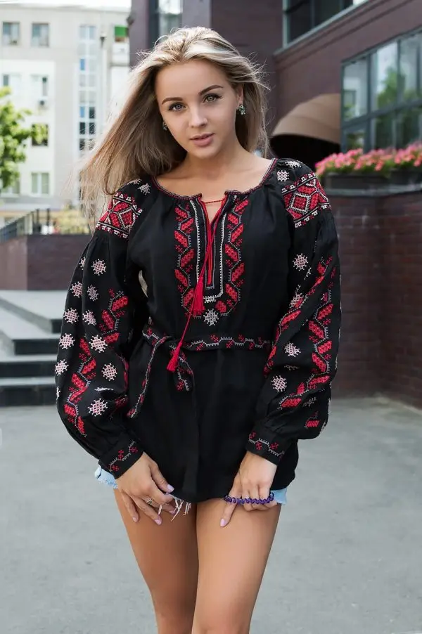 Ukrainian Embroidered Special Charm Vintage Look Women Blouse Romanian Folk Costume Made In India Bold Boho Lady Top