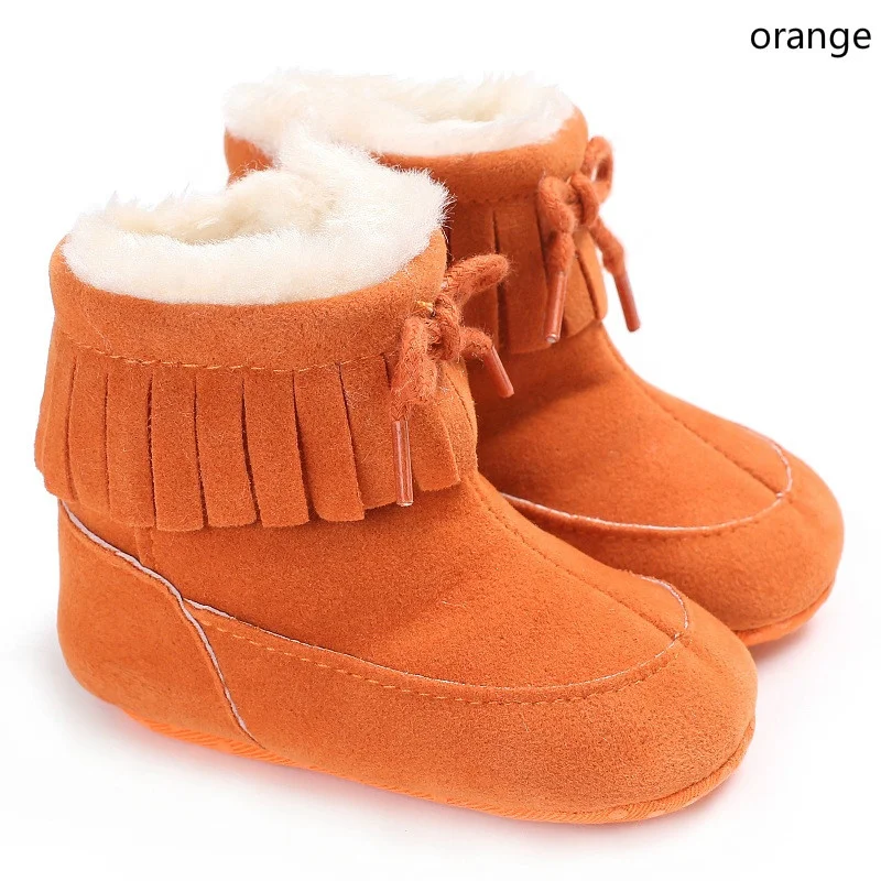 
Tassel Warm Thick Plush Solid Color Baby Boys And Girls Shoes Toddler Snow Boots 