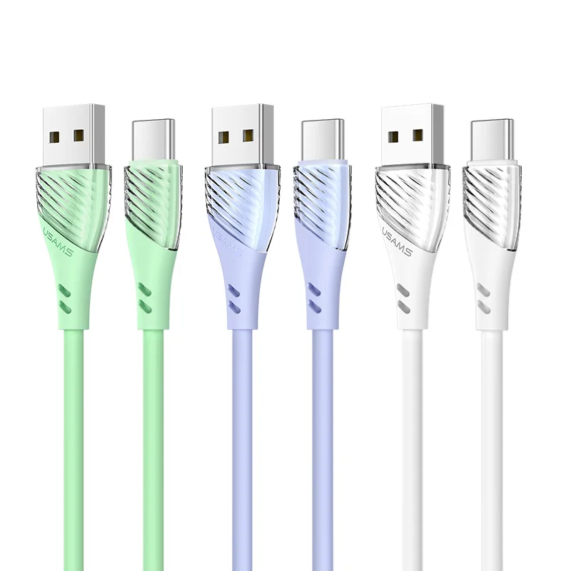 
2021 Usams New Arrival U65 Charger Data Cable For Iphone Type-C Liquid Silicone 3A 2A 