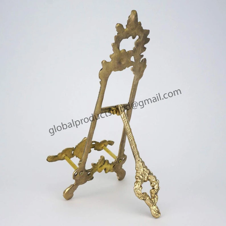 Vintage style adjustable mini aluminum easel stand decorative plates table for home decoration hotels table top decor