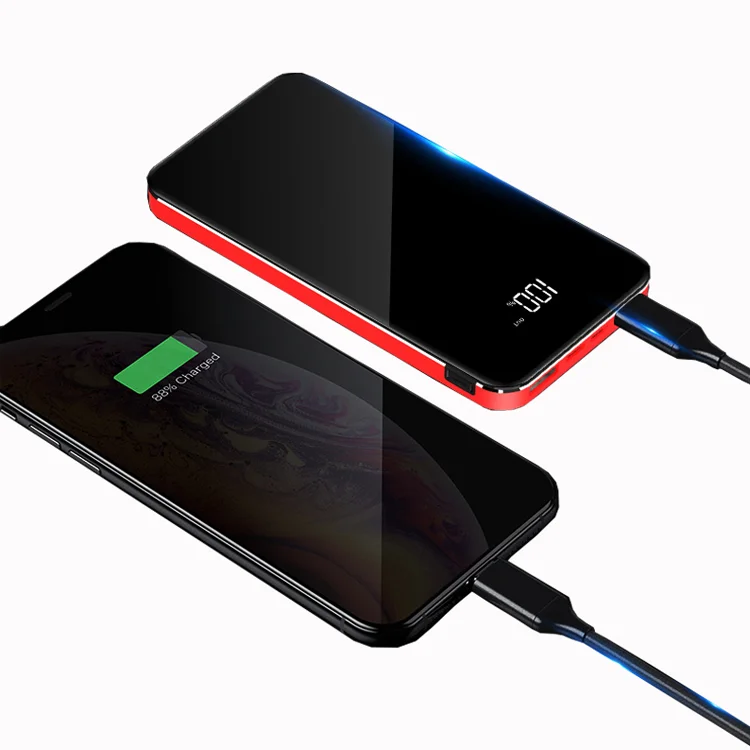 High-end mirror metal mobile power bank digital 10000mah cheap power banks