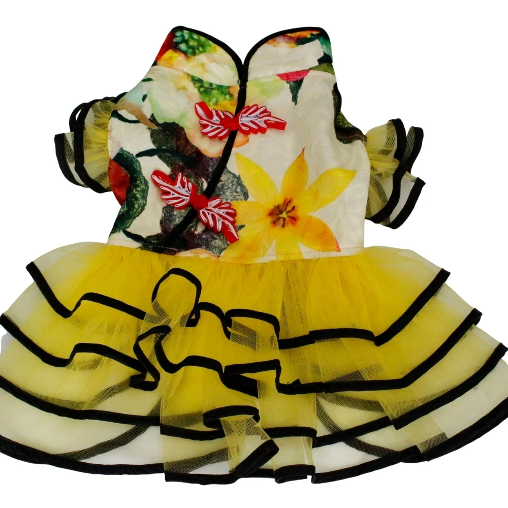 Factory Price New Fashion Spring Summer Luxury Four-Layer Pleated Dog Dress Pet Clothes