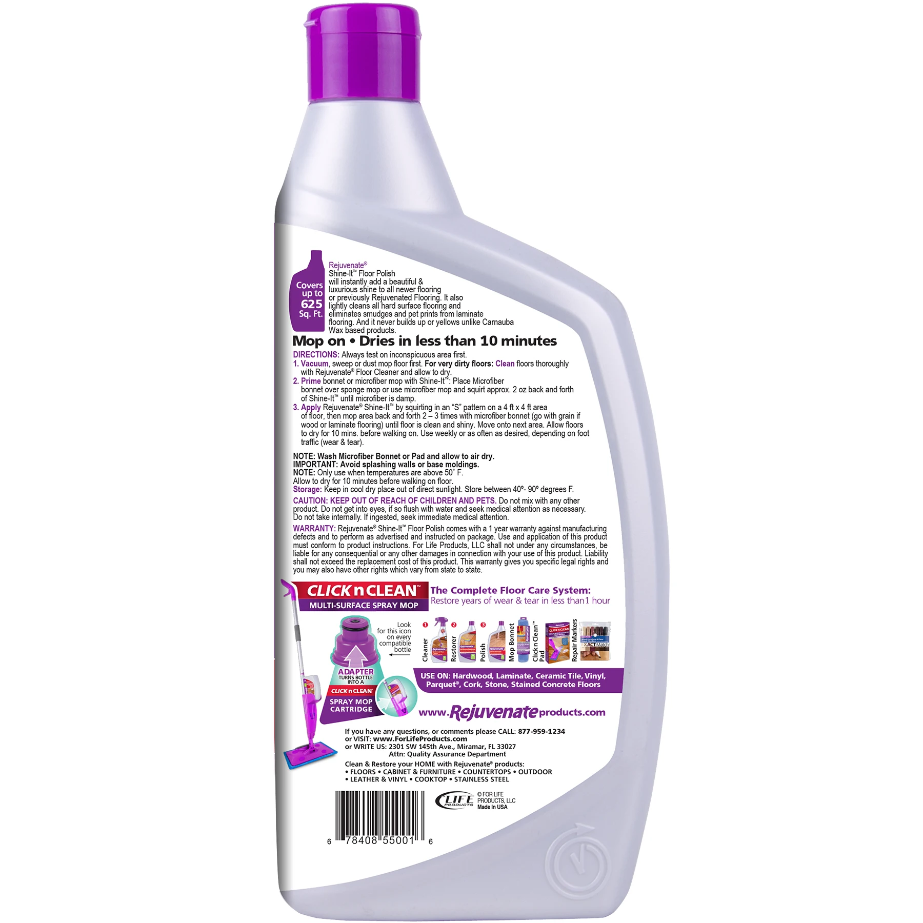 UV Protection Removes Scratches Hardwood Floors Tile Vinyl 32Oz RJ-RF32RTU Rejuvenate Shine Refresher Wood Polish Liquid