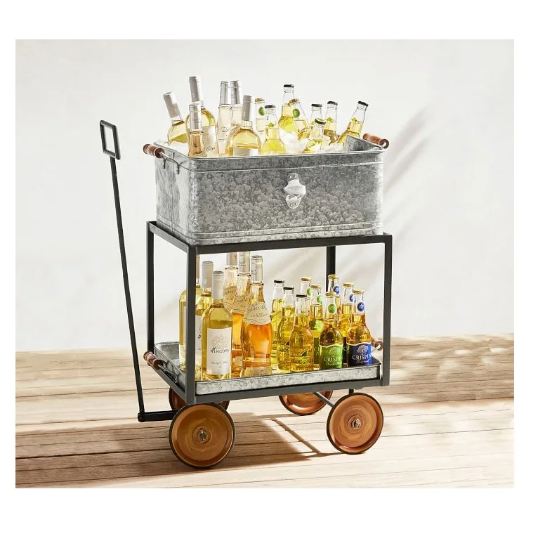 Galvanized Rack 2 Tires Design Bottles Storage Shelf Independent Table Top Wine Display Rack