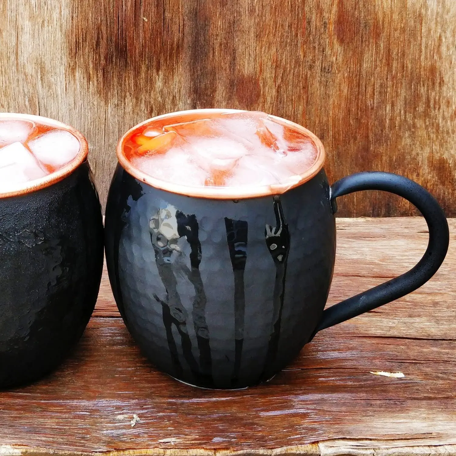 Black Matte Moscow Mule Copper Cups and Mugs with Rose Gold Copper Rims finish for Drink Purpose BY KSN