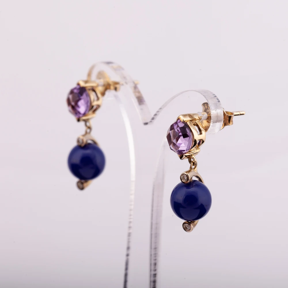 Natural Lapis Amethyst and white quartz earring silver 925 high quality factory price  from Thailand Manufacturer