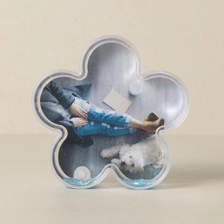 Nice Gardening Gift High Quality Plastic Shake-It Photo Acrylic Flower Snow Globe