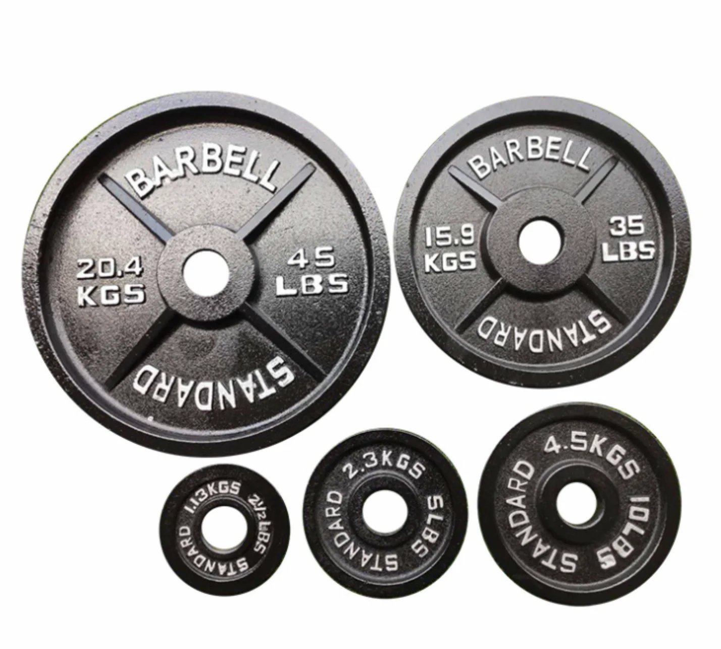 
Hotsale placas de peso 2.5-50LB 1 Inch small hole Black Standard Cast Iron Weights Plates Set For Sale 