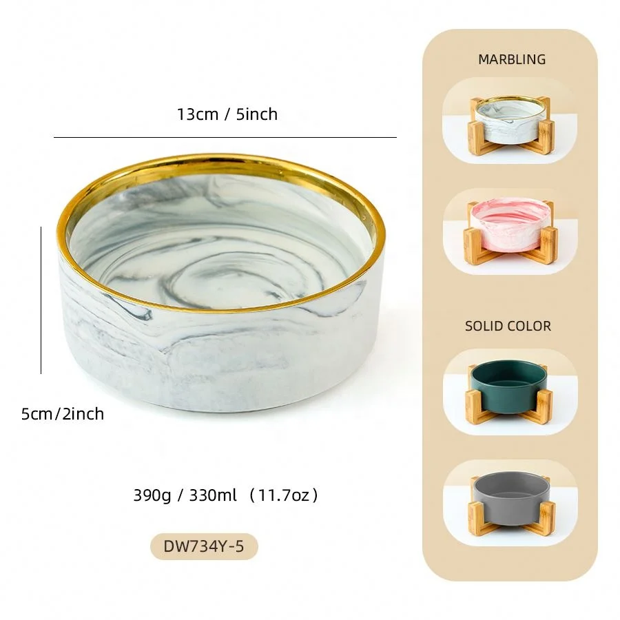 Marble dog water bowl matte elevated dog food bowl non slip ceramic foldable waterproof pet smart Pet Bowls & Feeders