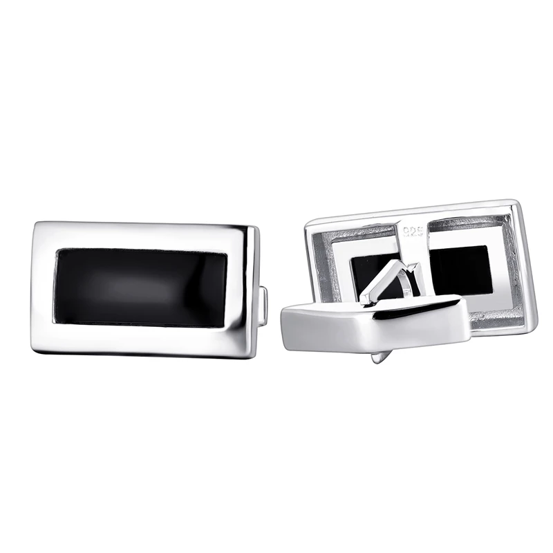 Wholesale Elegance Jewelry 925 Sterling Silver Noble Cufflinks with Black Rectangle onyx For Men
