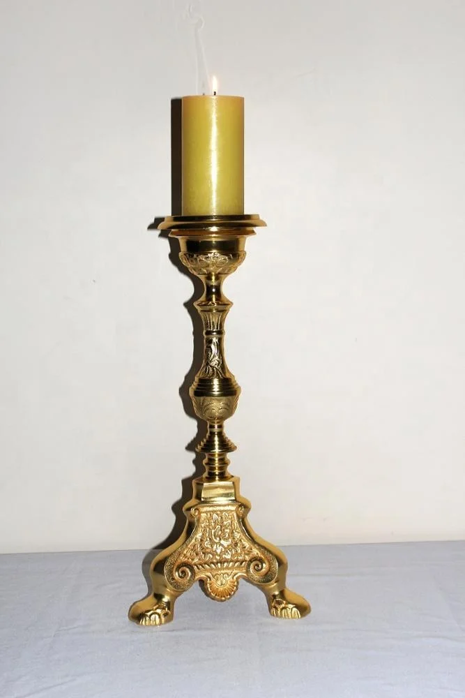 KHAN EXIMPO Gold Royal Design Candle Pillar Stand With Funnel Wholesale