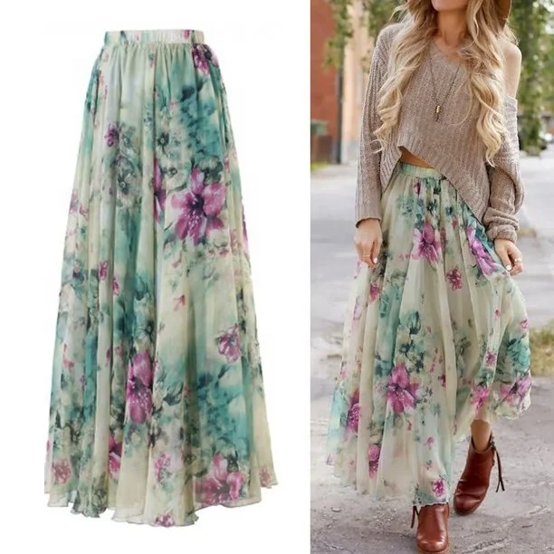 New Classic Design Hippy Women Summer Floral Long Maxi Skirt Dress for girls and Women soft and comfortable