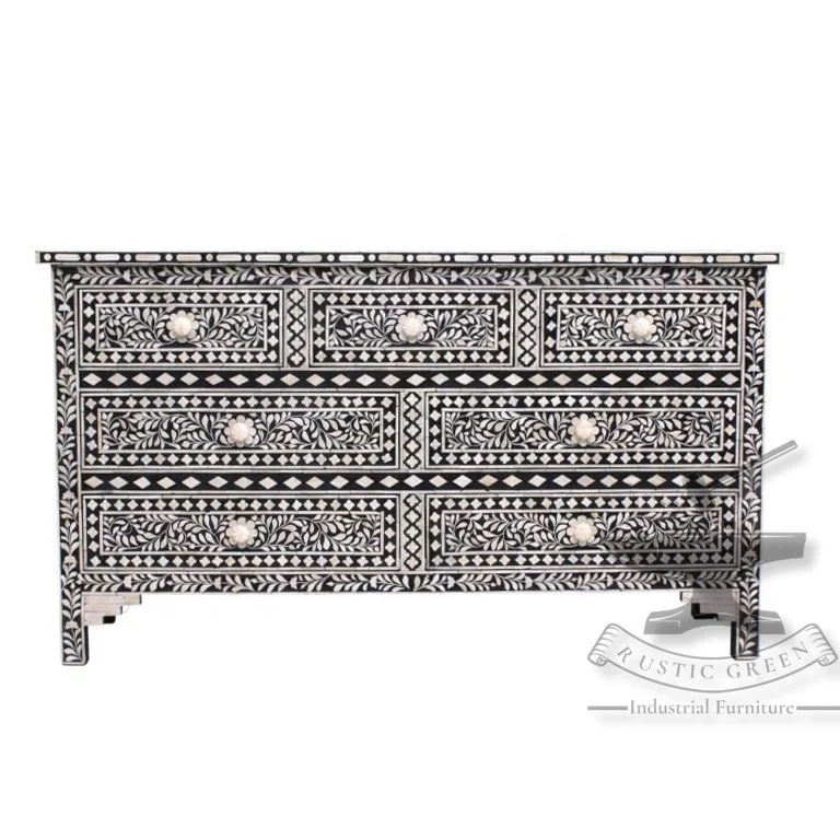 Large Bone Inlay Chest of Drawer with Multiple