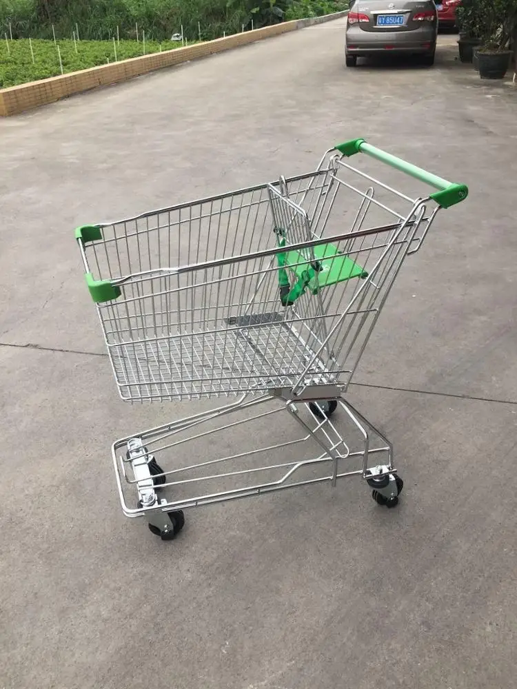 MOQ 20 PCS Chrome Plating 100L Asian style Shopping Trolley Cart For Chain Supermarkets