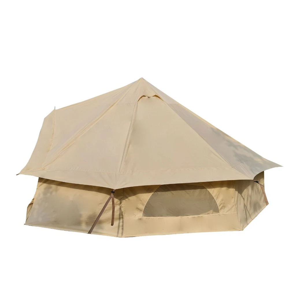 Cotton Canvas Bell Tents 4 Door for Sale / Outdoor waterproof double camping luxury safari tent Canvas bell camping Temp home