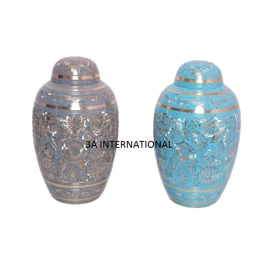 imple Design Graceful Brass Urns Memorial Keepsake Urns Unique Style Cremation Urn For Human Ashes Hand Engraving Metal Jar