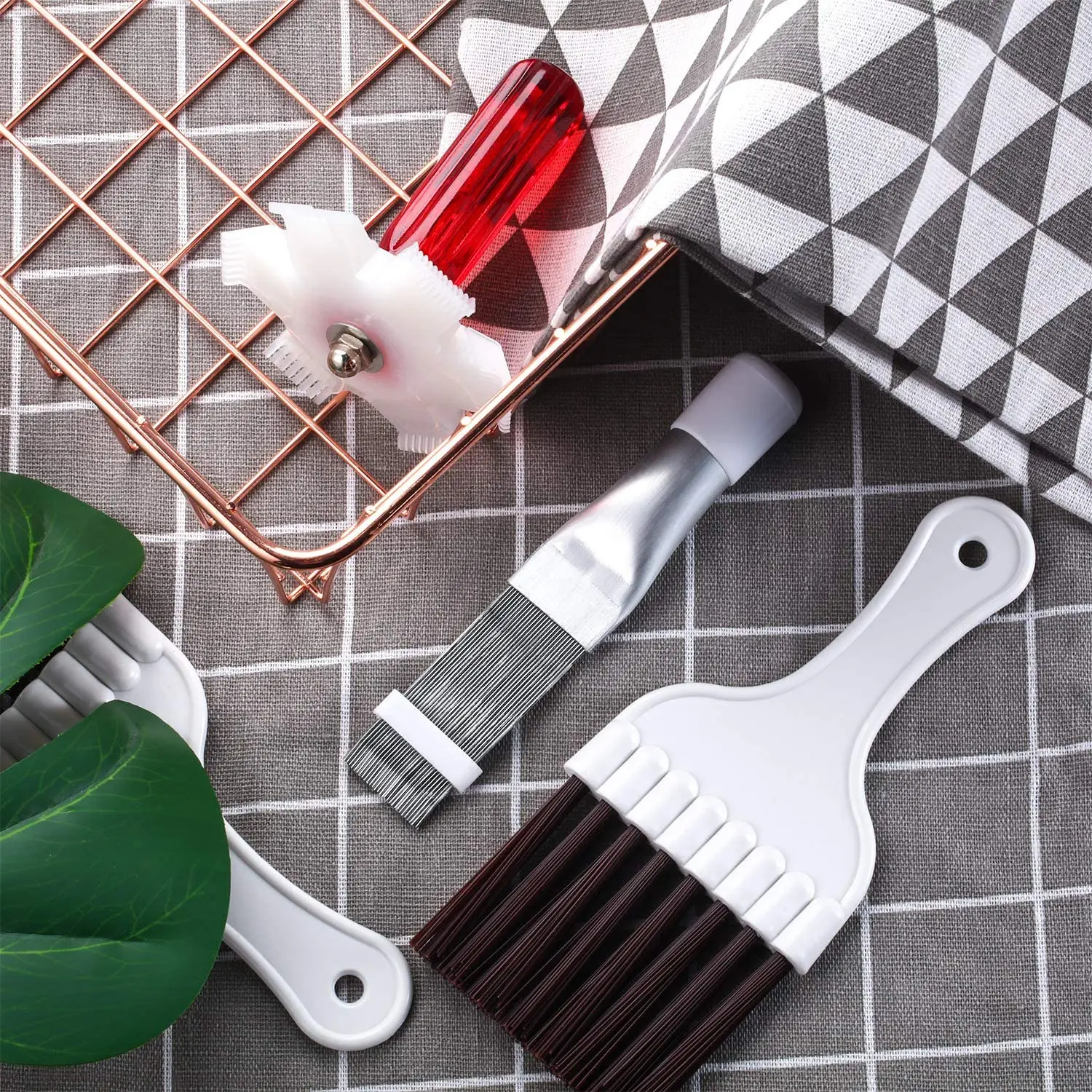 4 Pieces Air Conditioner Condenser Fin Cleaning Brush Coil Condenser Brush AC Fin Comb Stainless Steel