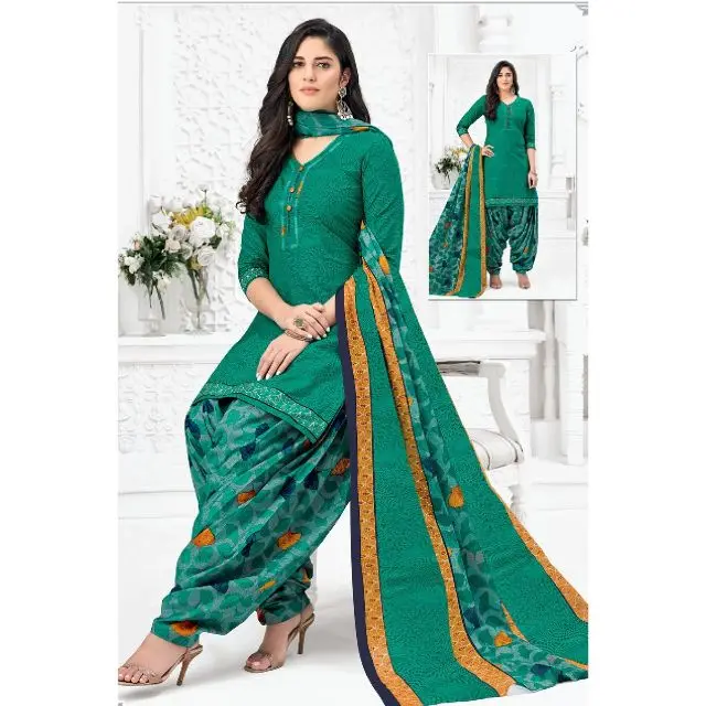 Indian Manufacturer of printed Cotton dress on sale price 10 piece catalog Daily Wear Cotton Printed Salwar Suit With Dupata Set