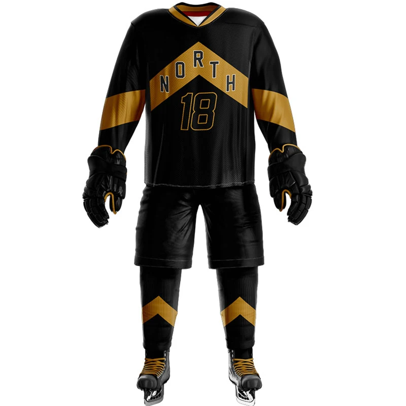 Сделанная на заказ однотонная черная униформа для молодежного хоккея с шайбой, Лидер продаж, униформа для хоккея с шайбой