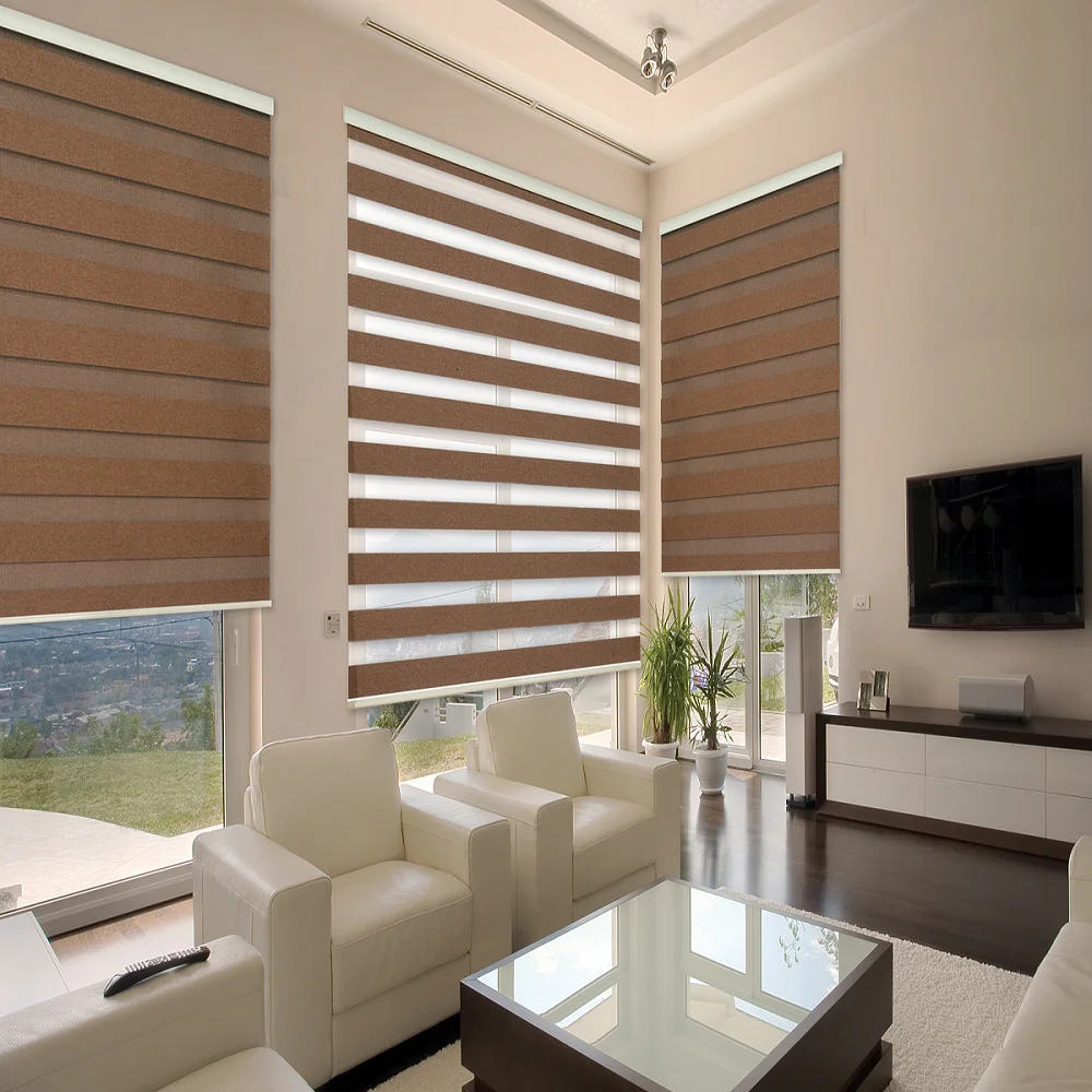 Tuya Wifi Alexa  Double Zebra Window Roller Shades Blinds Electric Roller Blinds -