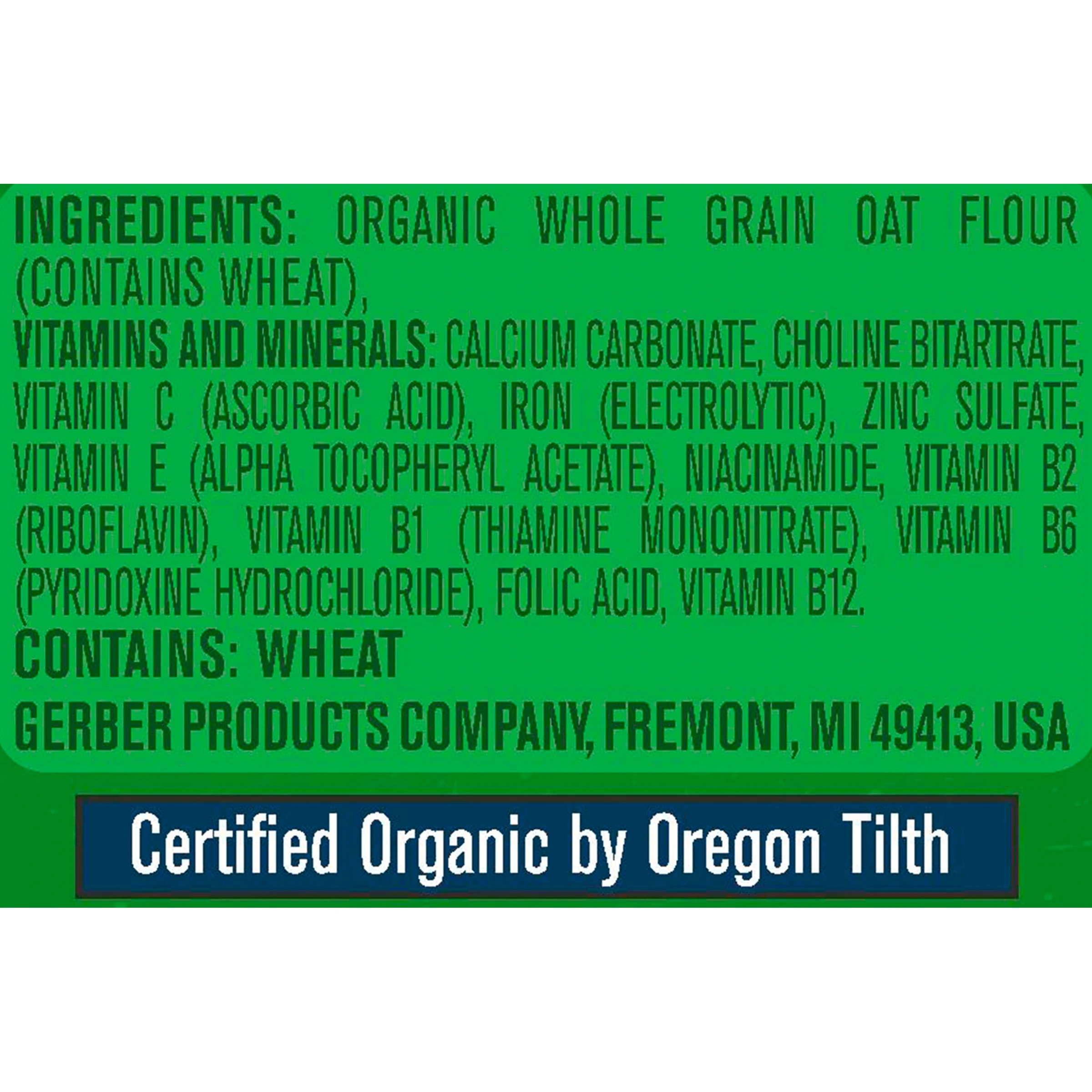 
Gerber, Organic Oatmeal, Single Grain Cereal 8 oz (227 g) 