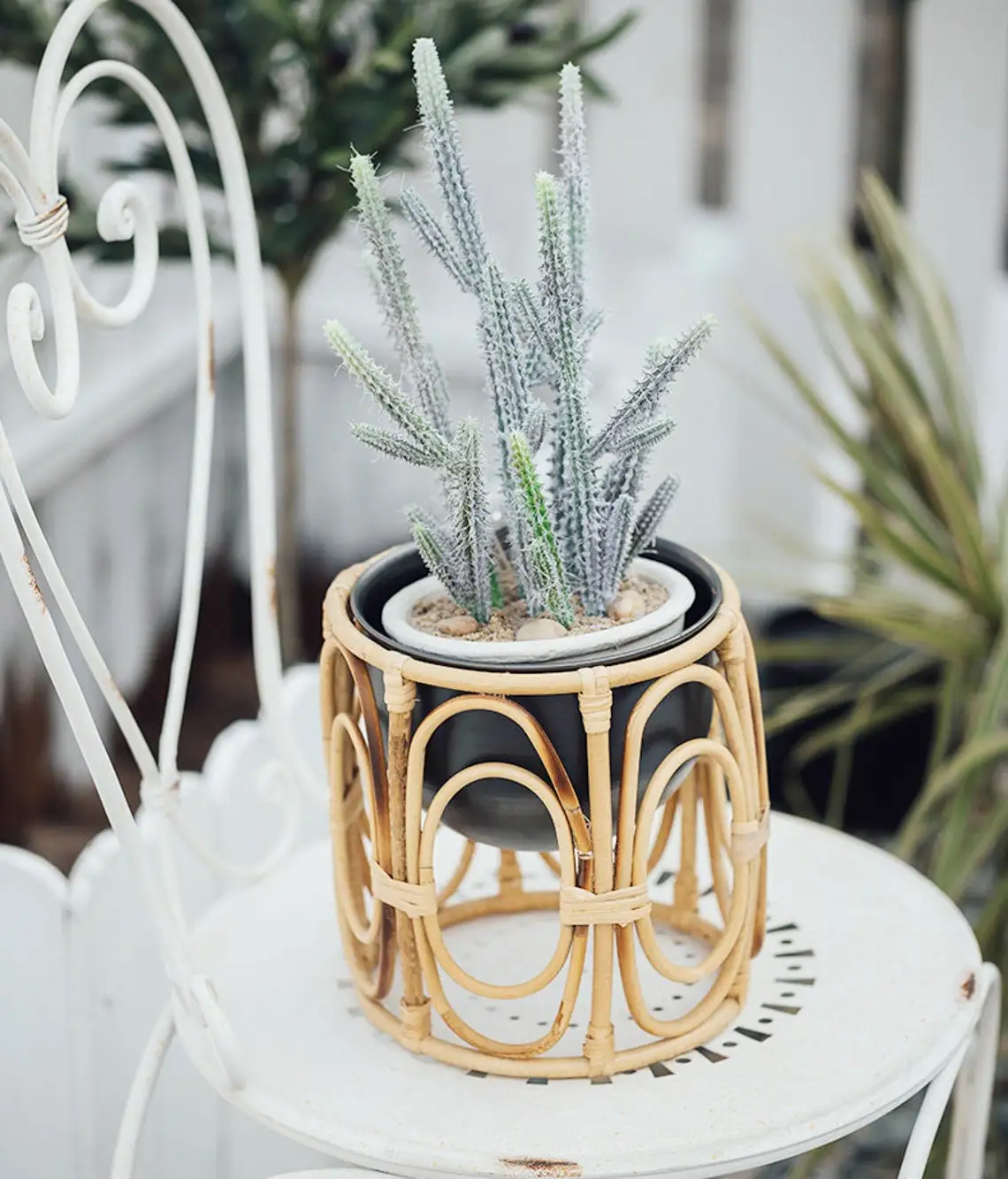 High Quality Natural Rattan Indoor Plant Stand Flower Pot Holder Bohemian Gardening Planter For Home decor