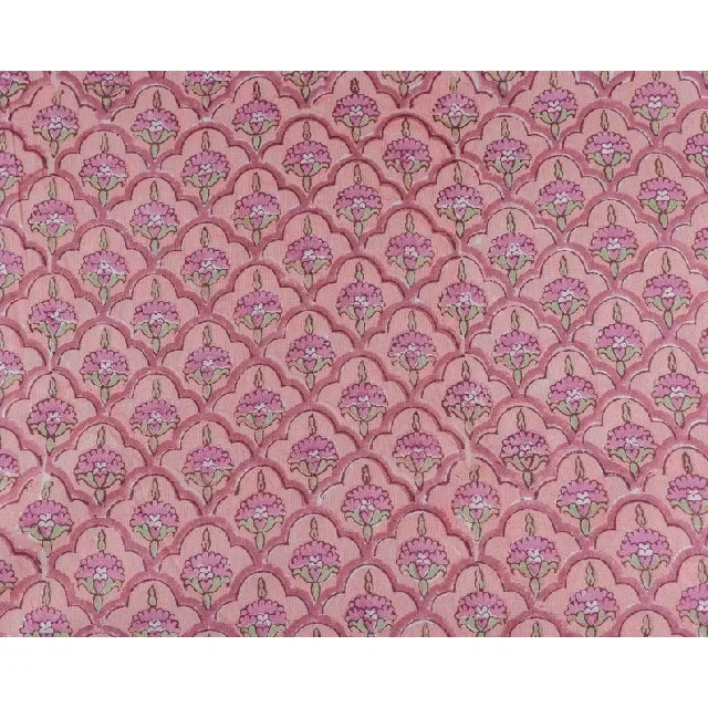 Floral Rose Pink 100% Cotton Quilting  by the yard Indian handblock Scarves Decorative Fabric